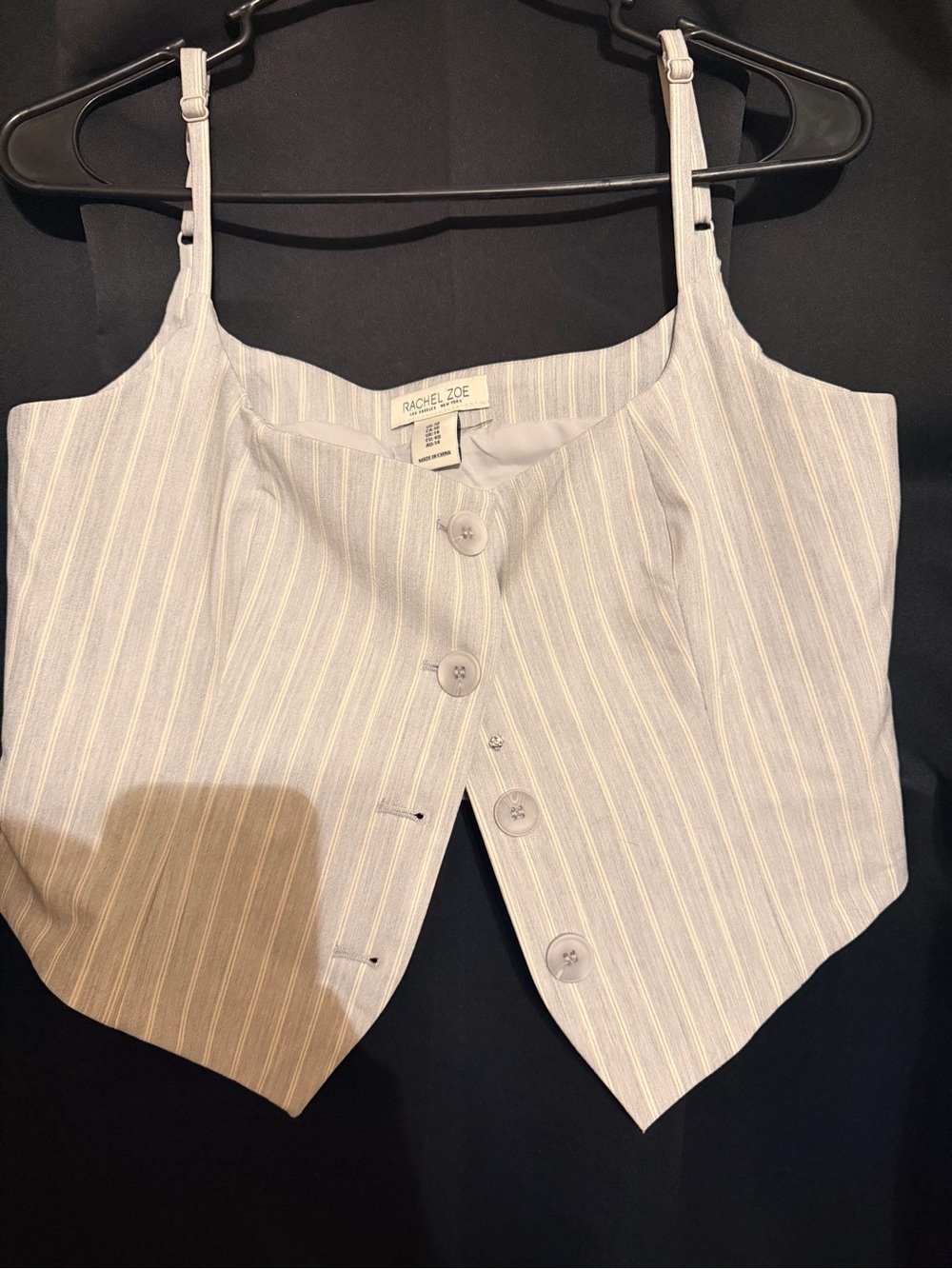 Rachel Zoe Cream and White Striped Button-Front Crop Top